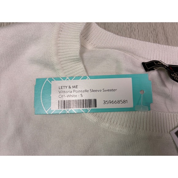 Lety & Me Vittoria Pointelle Sleeve Sweater Off White Size S Stitch Fix - Picture 5 of 8